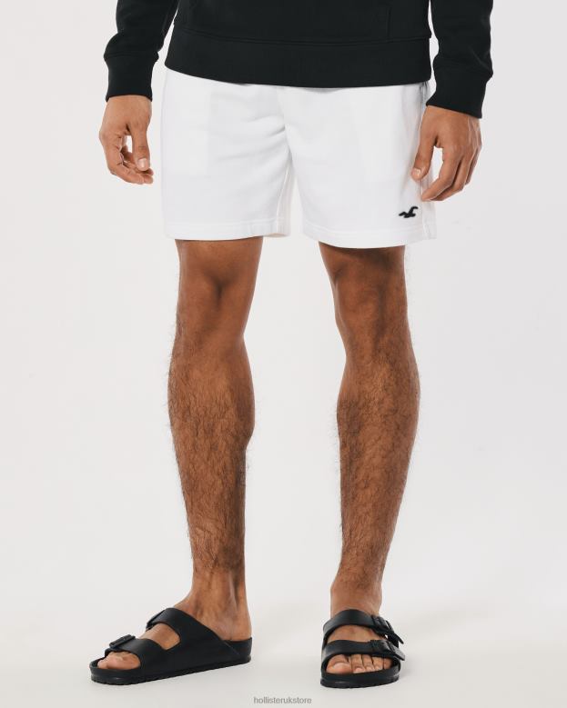 Bottoms Hollister Men Logo Icon Terry Fleece Shorts 7\\ 488201258 White